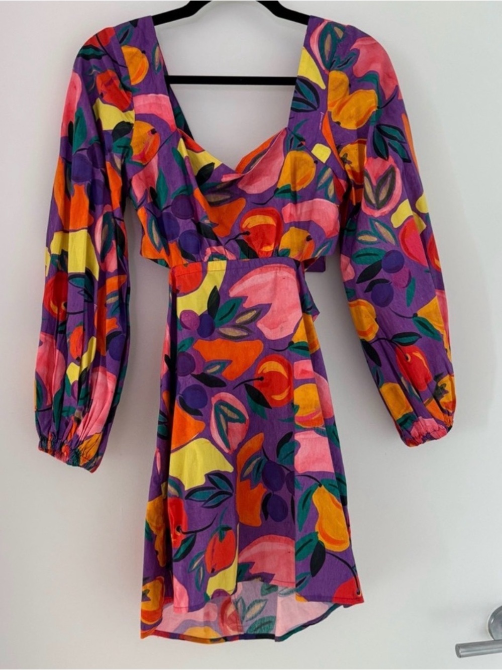 Farm Rio  mini long sleeve open back dress extra small nwts